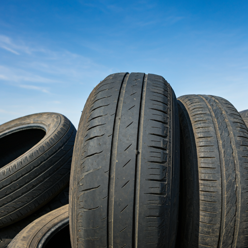 Stacked passenger and truck tyres ready for licensed collection and recycling by Zero Waste Services Sydney
